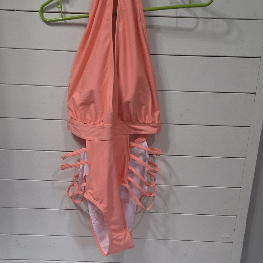 Coral One-Piece Swimsuit with Strappy Sides